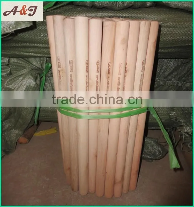 hot stamping logo natural wooden broom handle