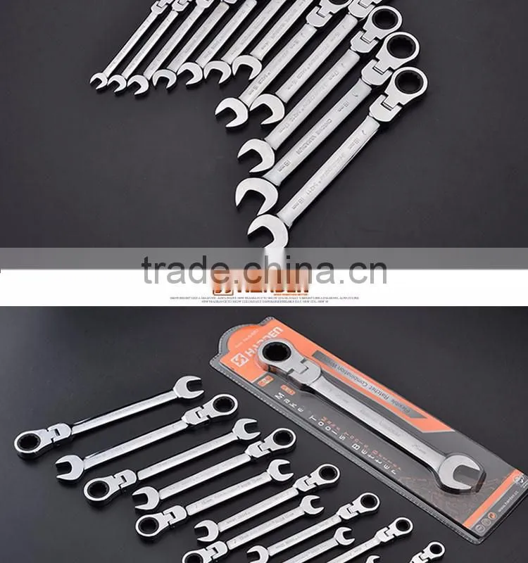 Professional 15mm Chrome Vanadium Flexible Combination Ratchet Wrench Set