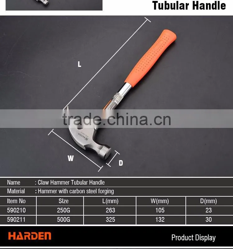 Professional Carbon Steel Claw Hammer With Tubular Handle