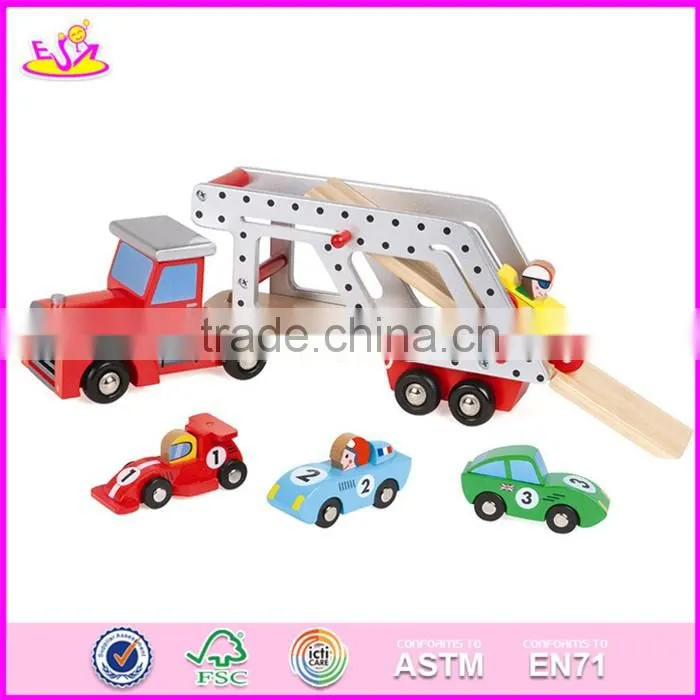 2017 New design children funny wooden toy police cars W04A337