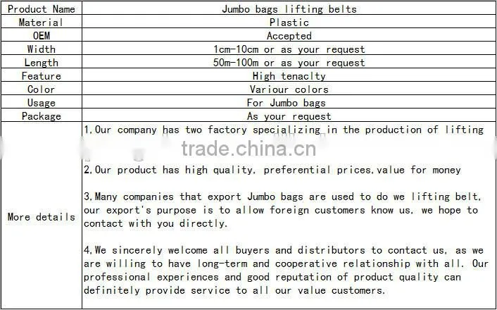 jumbo bags lifting belt