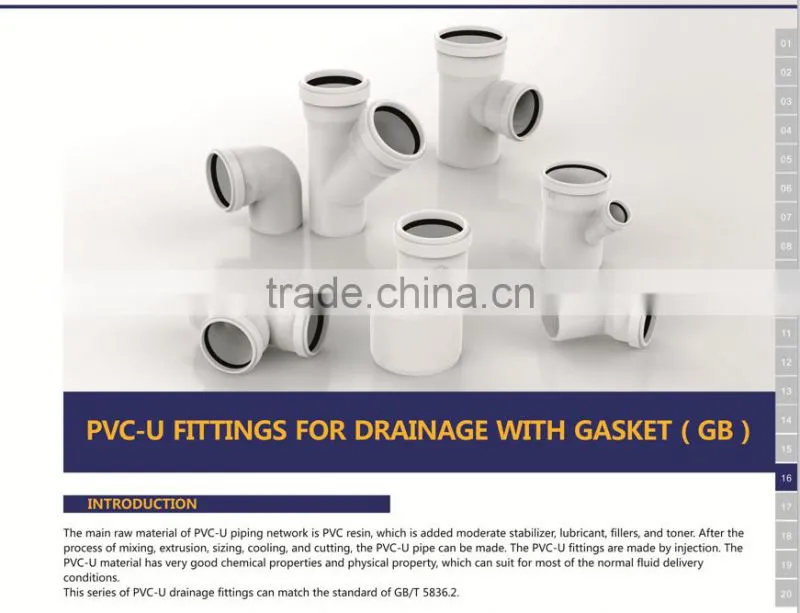 HIGH QUANLITY ELBOW WITH SOCKET HEAVY OF PVC GB STANDARD EXPANDING FITTINGS FOR DRAINAGE WITH GASKET