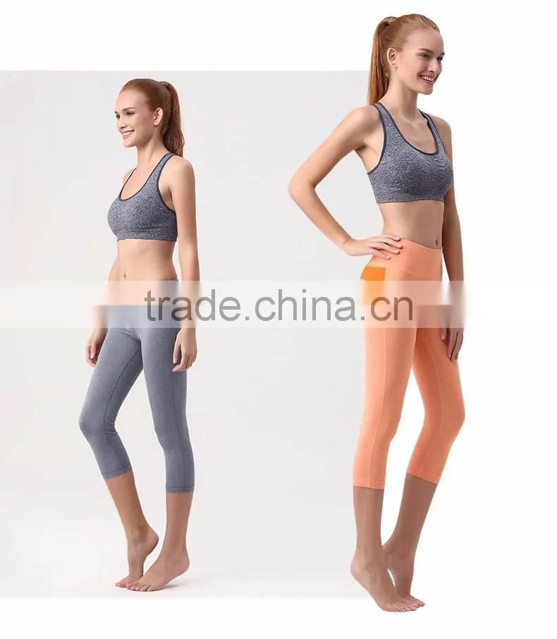 splicing 80% polyamide 20% elastane women's yoga capri leggings