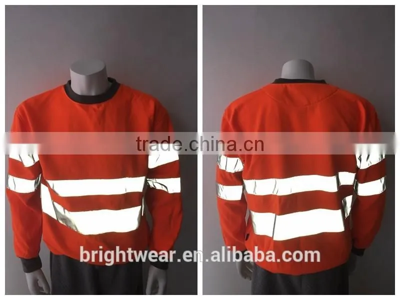 100% polyester inner brush fleece hi vis sweatshirt meet EN ISO20471