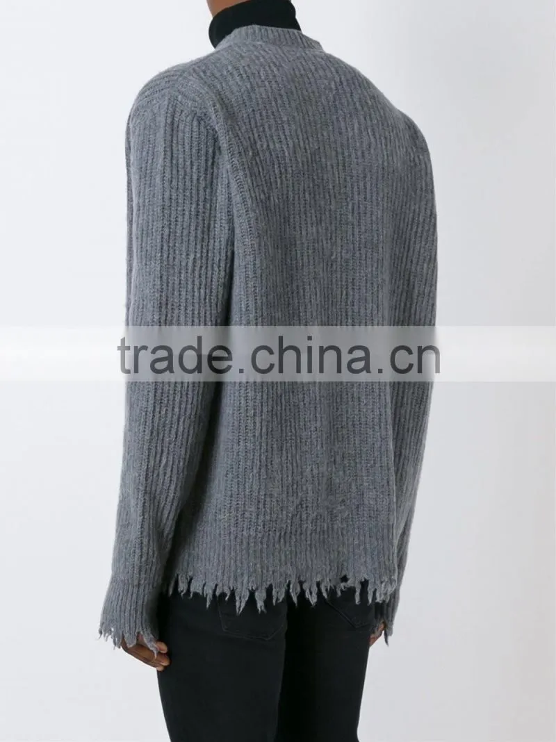 Top Selling High Quality Customed Printing Mens Grey Cardigan Mens Sweater Design with Buttons Closure