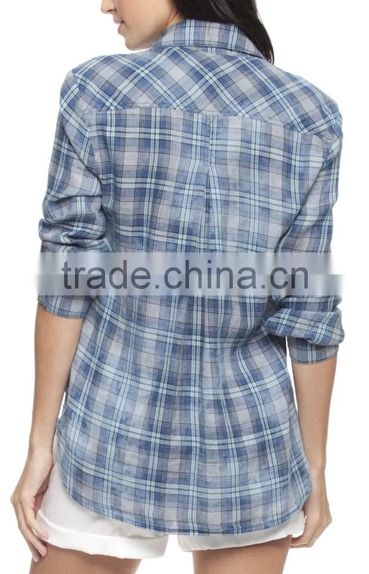 2015 latest girls blouse designs women shirts new york casual style fashion plaid