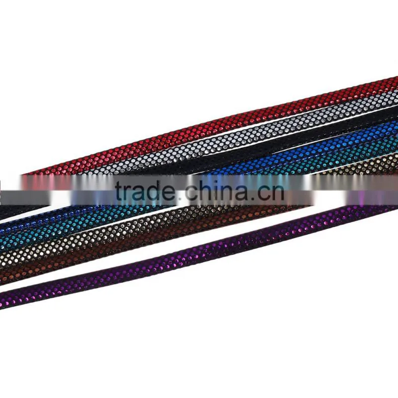 Purple clear Rhinestones Leather Cord Flat Jewelry PU Rope