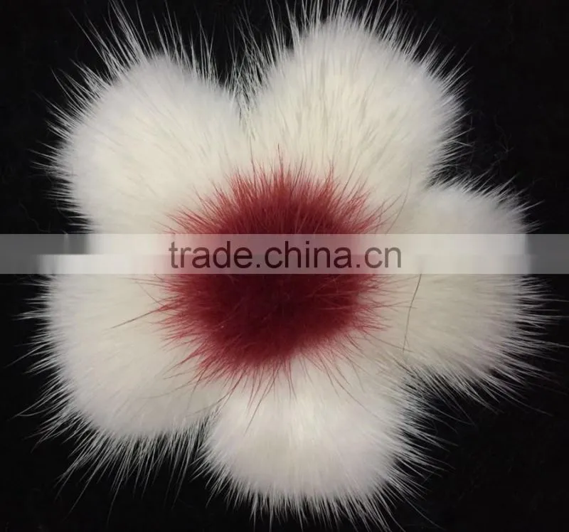 YR836 Women Fashion Fur Accessory Genuine Mink Fur Flower