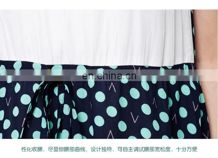2014Japansese style splicing with contrast color refreshing printed summer dresses