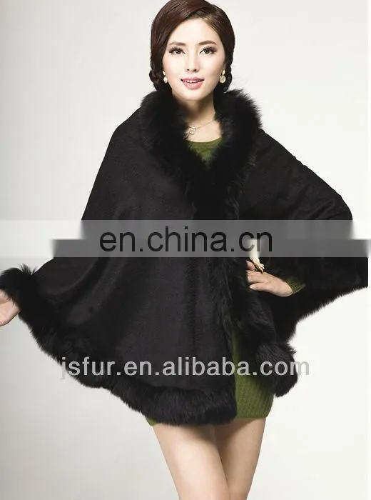 2014 beautiful hand made fox fur side over the Cashmere scarf