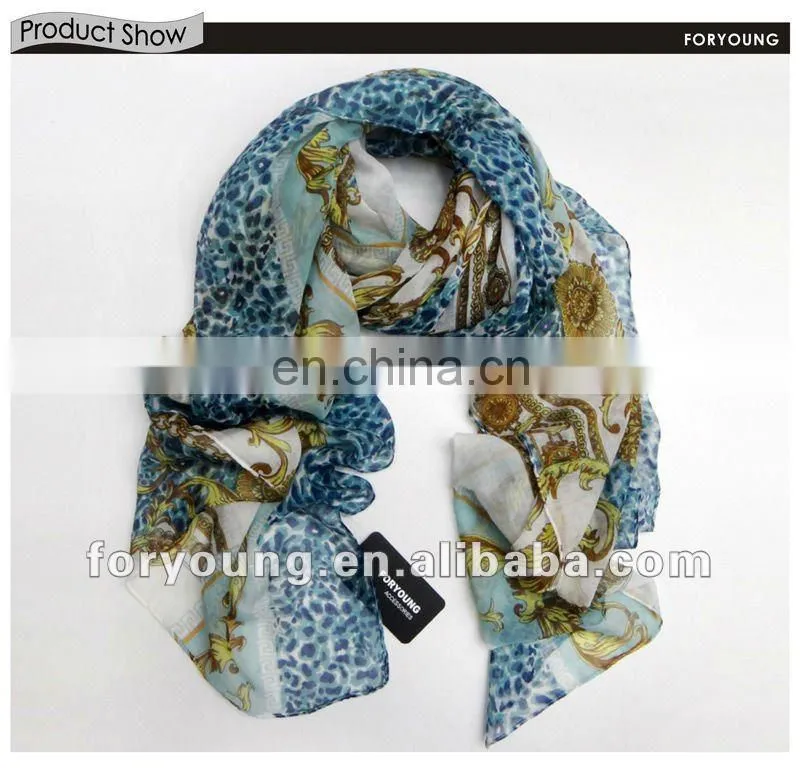 popular big blue leopard print scarf