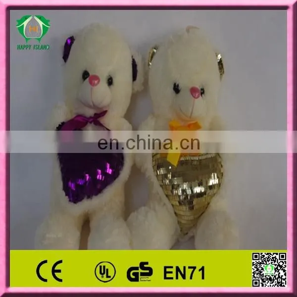 Best sale sweety red heart white teddy bear plush toy of valentines day gift