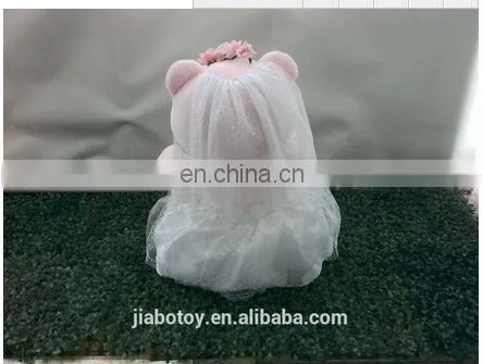 Teddy Bear toy plush teddy wedding dress with Couple in valentines day
