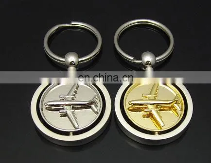 New Tourist Gifts Rotatable Airplane Shape Metal Keychain with Logo