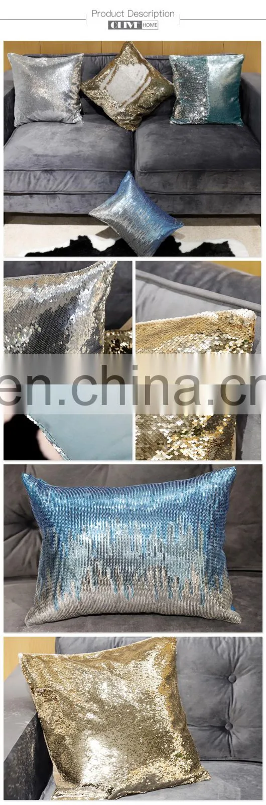Fashion Decorative Glitter Mermaid Reversible DIY Sequin Sofa Cushions Pillow
