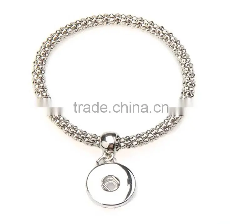 new design fashion stainless steel bangle snap button charm bracelet from china