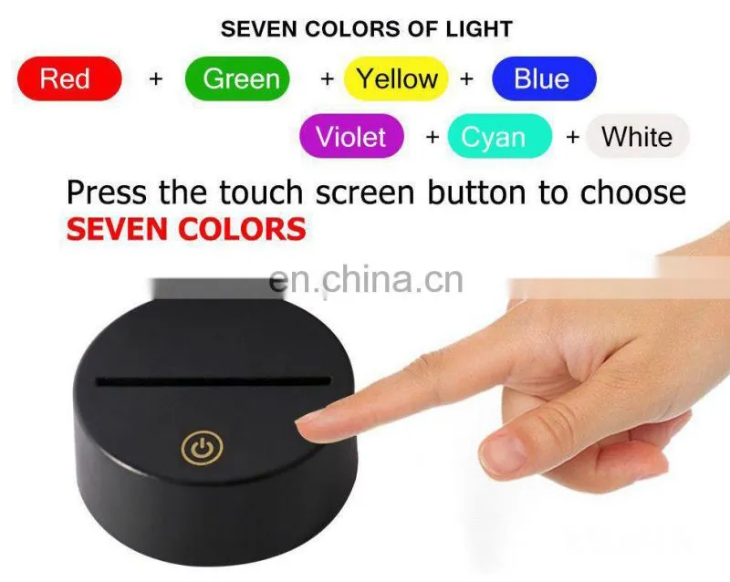 Heart shape 7 color changing 3d acrylic led night light lamp valentine day gifts
