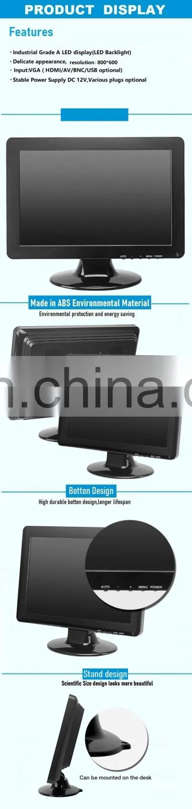 Computer 12'' Hd/Av/Vga Input Full Hd Bnc CCTV widescreen Lcd display Pc Monitor