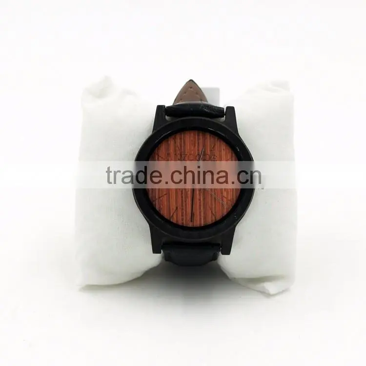 Wholesale Fashion Wood Watch Men Custom Logo Wrist Watch With Genuine Leather Band