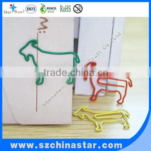 PET coated iron wire horse shape paper clip assorted color