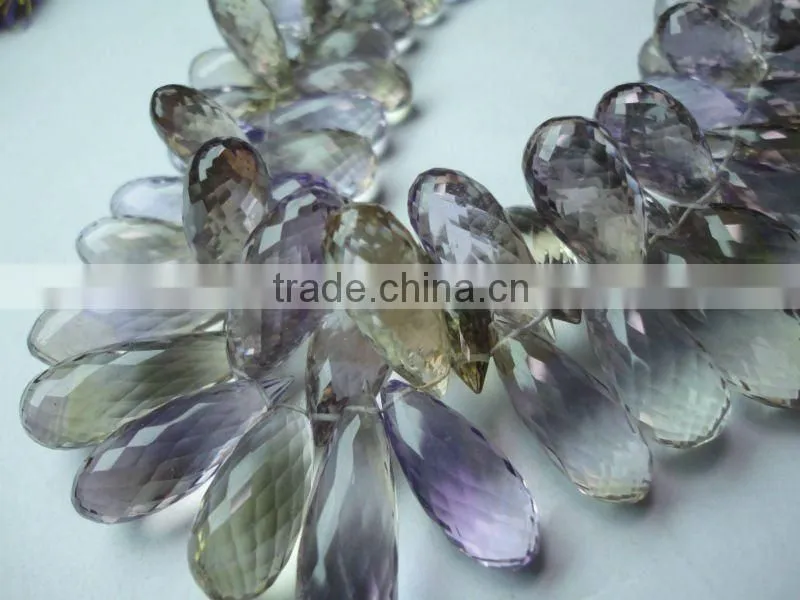 Golden Rutile quartz Briolette Beads drops Strand
