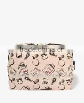 Plenty perfume bottles printing cosmetic bag zippered placket at the top
