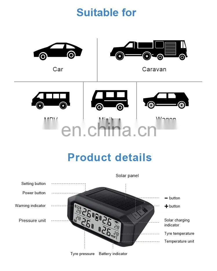 Promata Wireless solar-powered TPMS with 6 external sensor