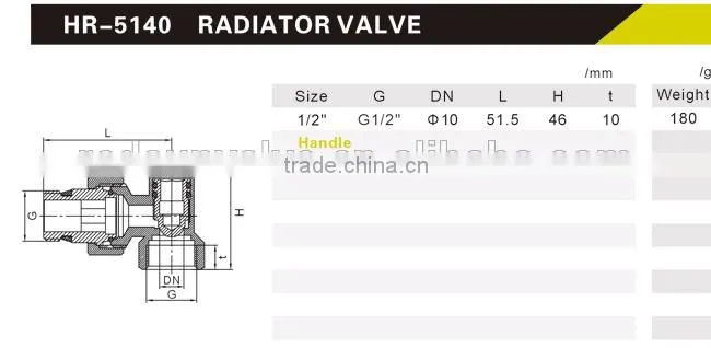HR5140 brass drain angle chrome radiation valve