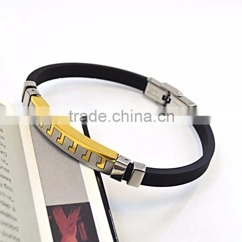 silicon magnetic bracelet black color stainless steel custom silicone bracelets
