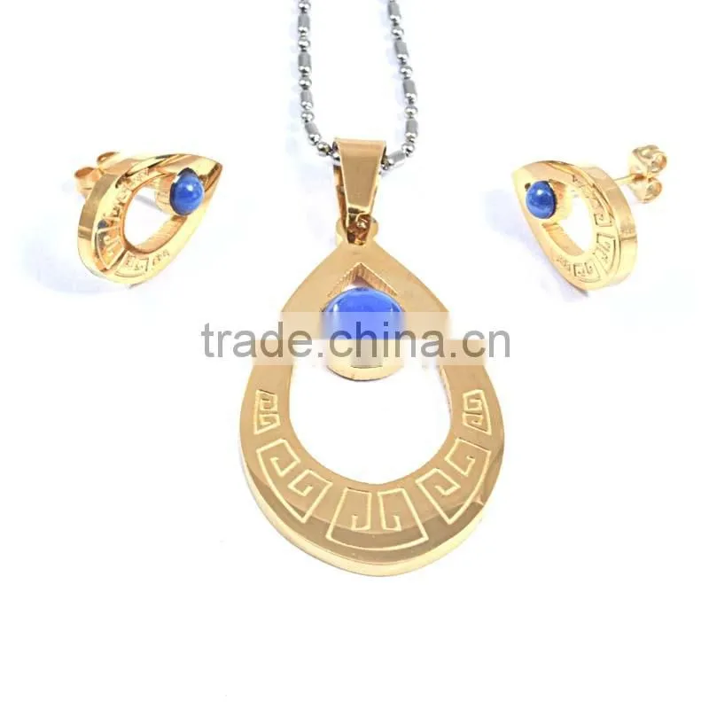 dubai gold jewelry set blue Acrylic bead gold plated jewelry indian jewelry set