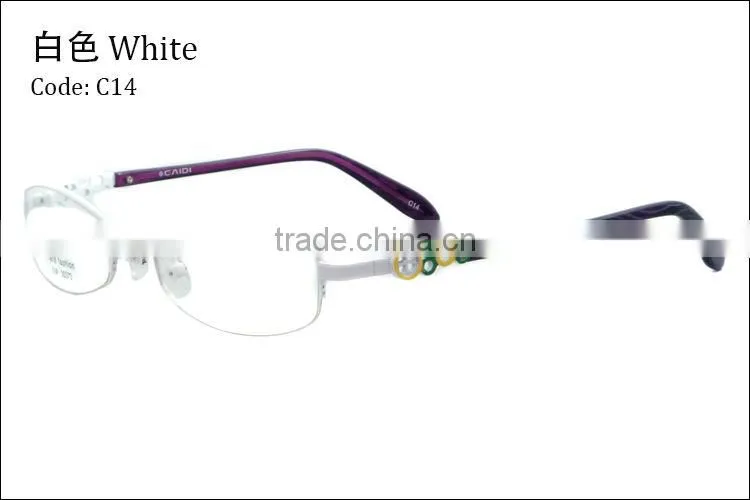 Fashion style women metal half frame eyeglasses frame with pattern temple with clear lenses