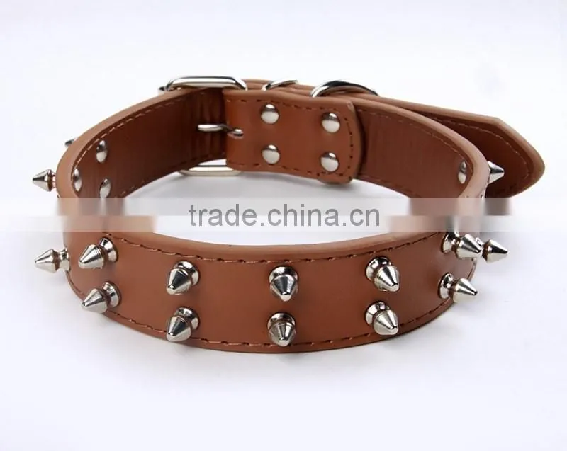 Wholesale nail bullet pet collars double row dog collar