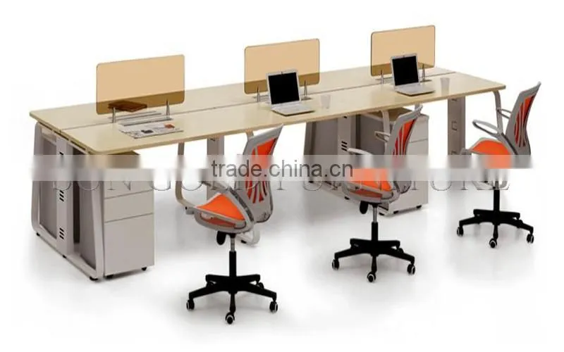 Modern 4 seat straight workstation,linear steel frame office partition ( SZ-WS005)