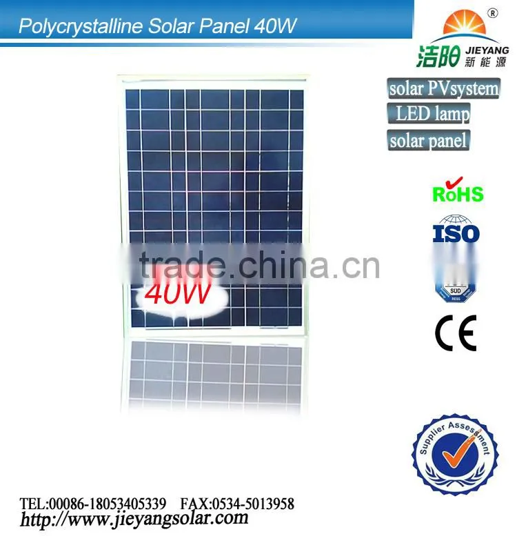 Poly 40w solar panel with CE/IEC/TUV/UL Certified