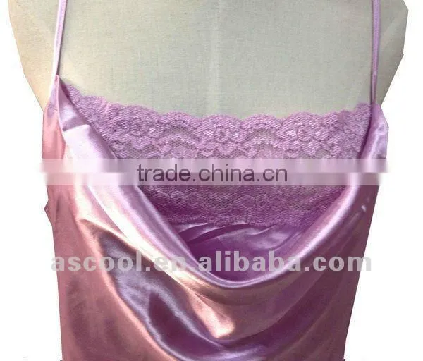 Satin Silk Hot Sexy Nightgown With Lace