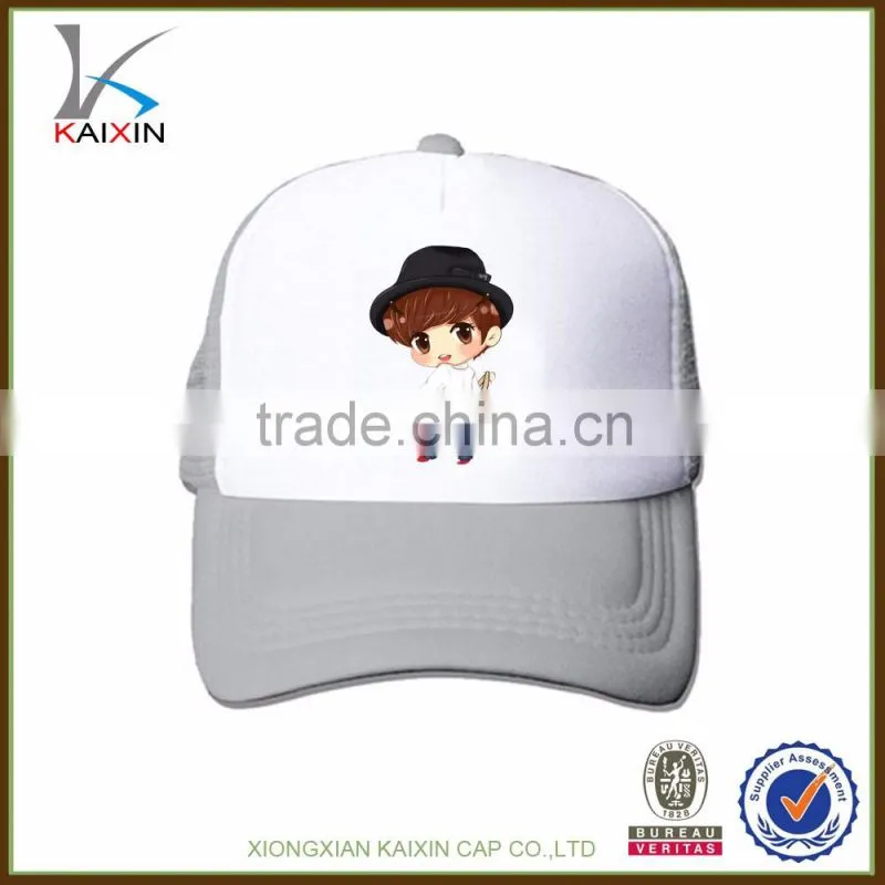 customize oem designed digital printed curved baseball type trucker mesh cap