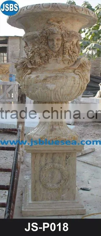 Cheap Indoor Handmade White Granite Stone Flower Pot