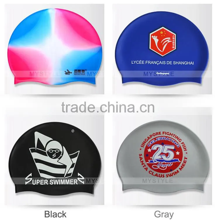 Water sport unique aqua silicone swimming caps/waterproof swimming caps