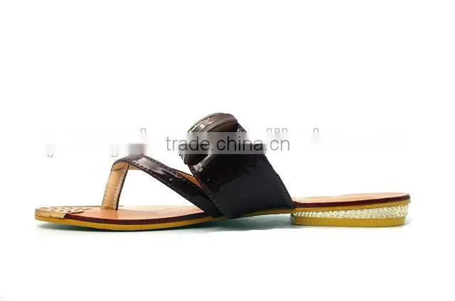 fashion design comfortable lady fancy flat slipper flip flop with button