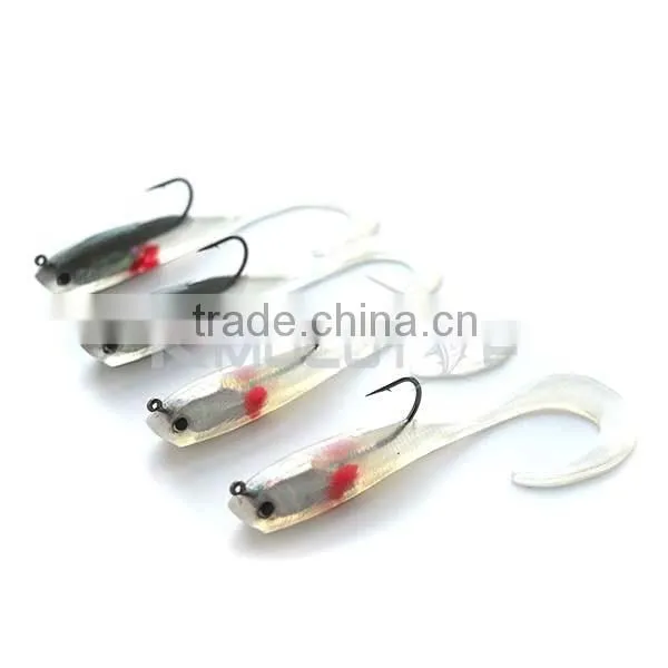 Soft bait lead fish, curl tail fishing lure, shiny body lead bass lure Chentilly CHSOFT28 fishing tackle wholesaler