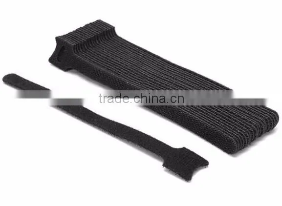 Black reusable back to back hook and loop wire cable tie