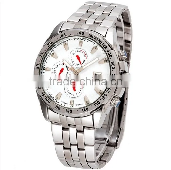 Multi-functional high quality chronograph mens watches, luxury stainless steel watch, water resistant Japan movement watch