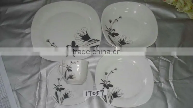 30pcs full decal glazed plated tableware set