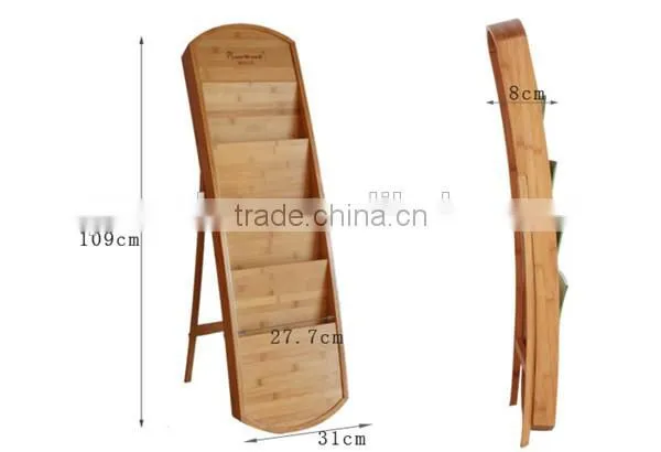 2014New Design Modern Bamboo Magazine Display Rack