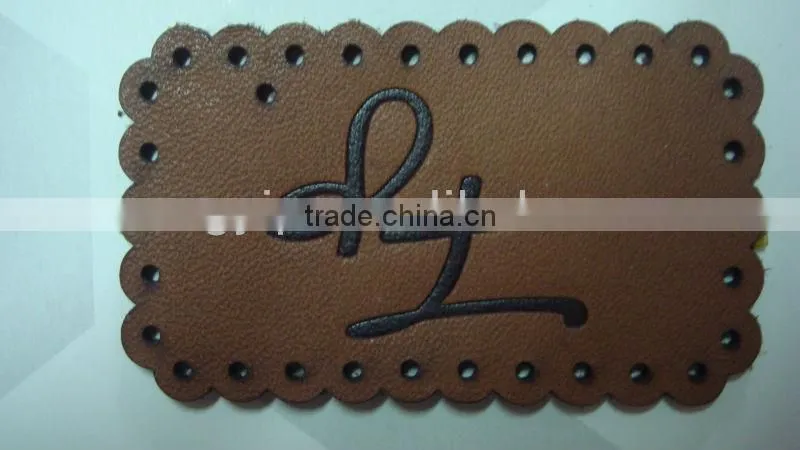 2014 popular hot sale dark brown lacework real leather patch