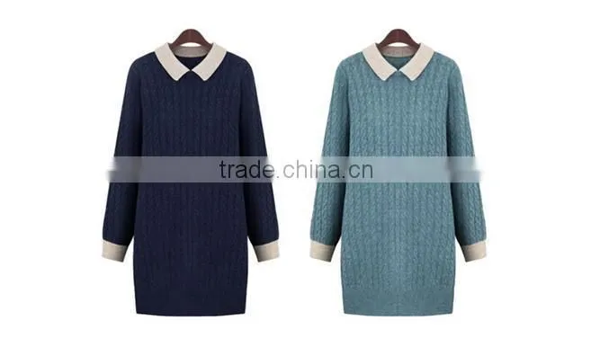 2014 latest European and American retro style high-end long-sleeve pullover polo-collar knitted woman sweater