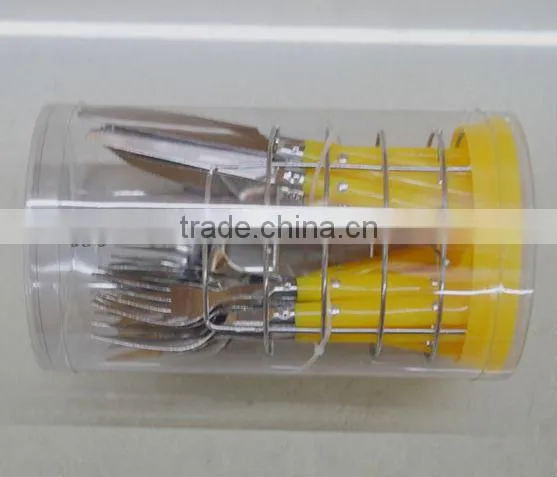 Cutlery with yellow handle and high quality made by Junzhan Factory directly