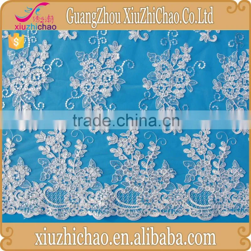 ZP0004-M guangzhou wedding apparel bridal lace fabric sequins