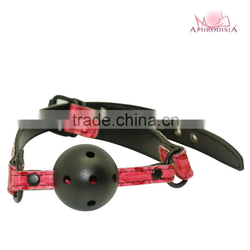 Wholesale ball gag adjustable leather mouth balls ,woman knitted strip gag by polyste
