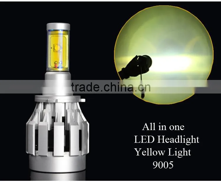 Drive and Fan built-in Headlight All in one Design LED Yellow Light H4